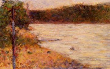  1883 Pintura al %C3%B3leo - La orilla del río Sena en Asnieres 1883